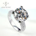 Factory wholesale elegant round cut diamond  ring women jewelry with CVD CZ Moissanite